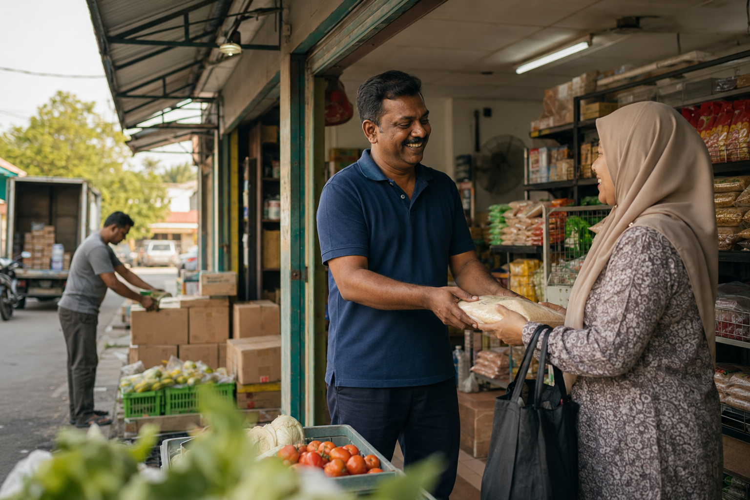 Jay Darshan serving a local customer